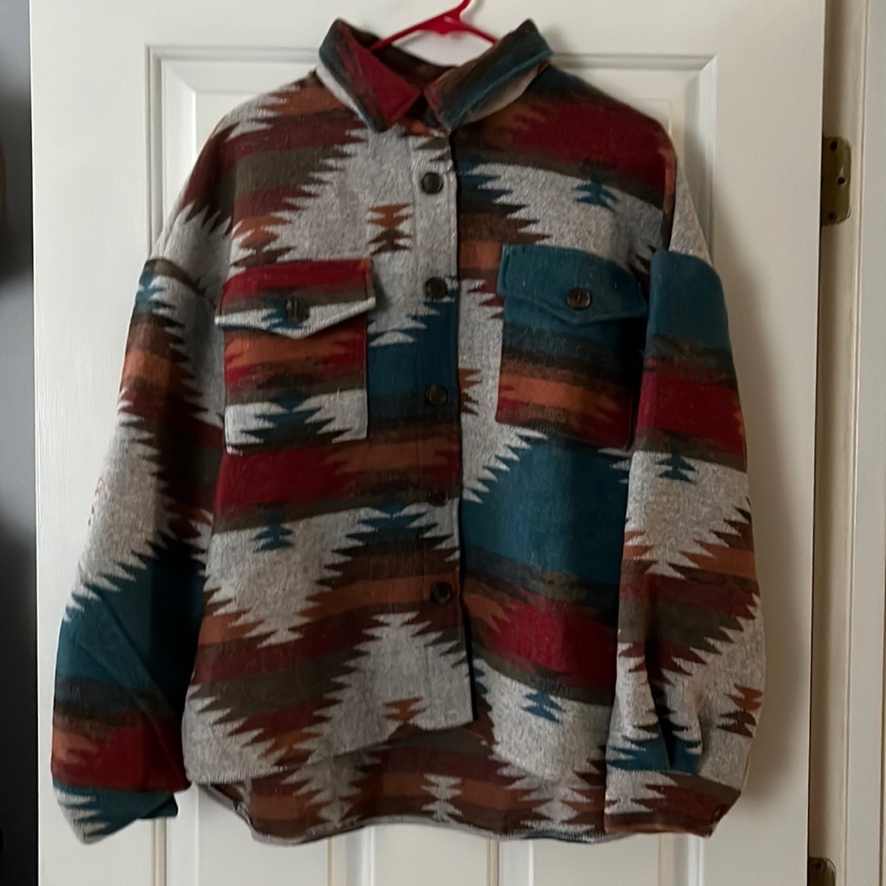 Aztec Print Button Up Jacket